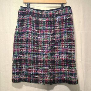 Talbots Colorful Wool Blend Tweed Pencil Skirt Retro Glam Career Chic Size 14